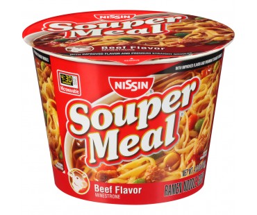 Souper Meal Beef Flavor Minestrone Ramen Noodle Soup 4.3 Oz Bowl