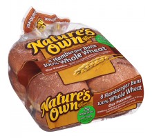 Nature's Own 100% Whole Wheat Hamburger Buns 15 Oz Bag