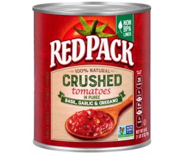 Redpack Crushed In Puree With Basil, Garlic & Oregano Tomatoes 28 Oz Can