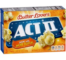 Act II Butter Lovers Microwave Popcorn 8.25 Oz Box
