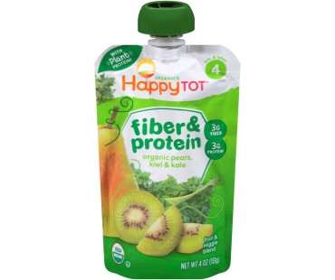 Happy Tot Fiber & Protein Organic Pears, Kiwi & Kale Fruit & Veggie Blend 4 Oz Pouch