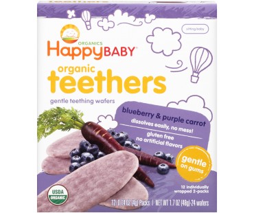 Happy Baby Organic Blueberry & Purple Carrot Teething Wafers 1.7 Oz Box