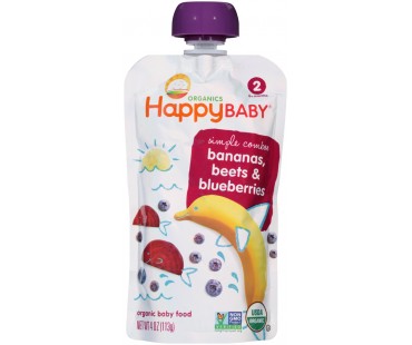 Happy Baby Simple Combos Bananas, Beet & Blueberries Organic Baby Food 4 Oz Pouch