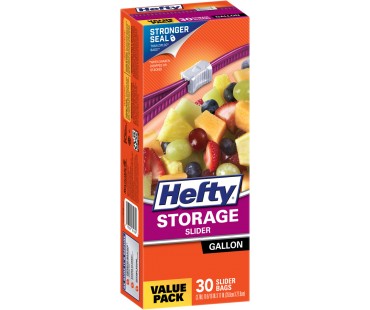 Hefty Slider Bags Gallon Size Value Pack Storage Bags 30 Ct Box
