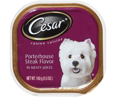 Cesar Porterhouse Steak Flavor In Meaty Juices Wet Dog Food 3.5 Oz Tray