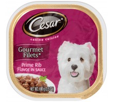 Cesar Gourmet Filets Prime Rib Flavor In Sauce Wet Dog Food 3.5 Oz Tray