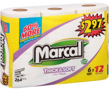 Marcal Thick & Soft 2 Ply Double Rolls Bathroom Tissue 6 Ct Pack