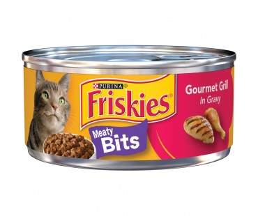 Friskies Wet Meaty Bits Gourmet Grill In Gravy Cat Food 5.5 Oz Pull-Top Can