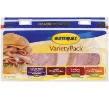 Butterball Turkey Ham/White Turkey/Bologna & Turkey Salami Variety Pack 12 Oz Zip Pak